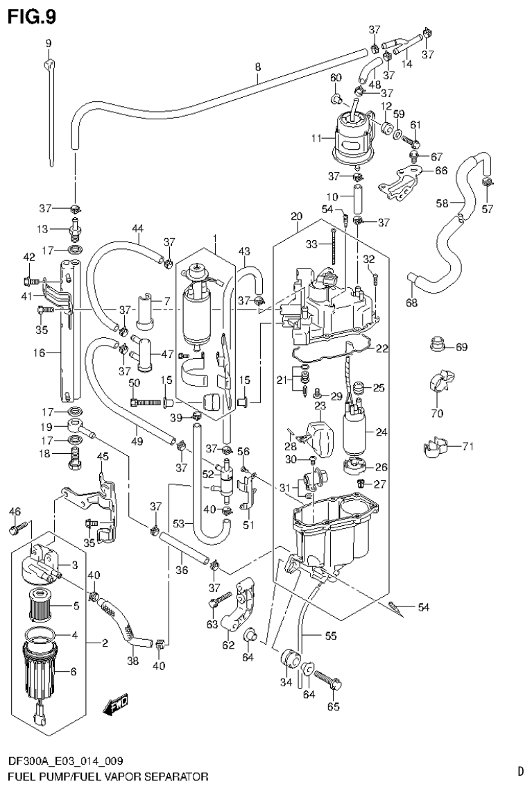 Suzuki DF250AP FUEL PUMP/FUEL VAPOR SEPARATOR parts diagram